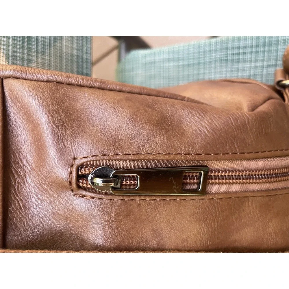 LXY Vegan Leather Backpack Brown Flap Buckle Laptop Pocket Travel Bag